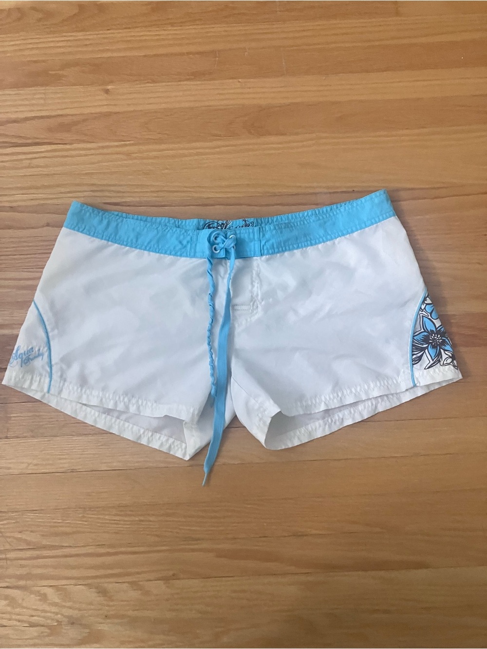 White and Light blue low waisted Women's Swim Shorts
